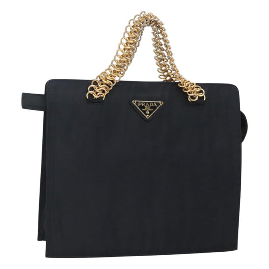 Prada PRADA Hand Bag Nylon Navy Gold Authentic 126301