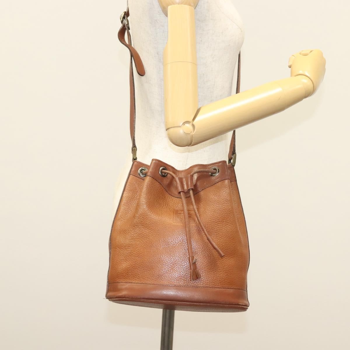 Burberrys Burberrys Shoulder Bag Leather Brown Gold Authentic ep9966