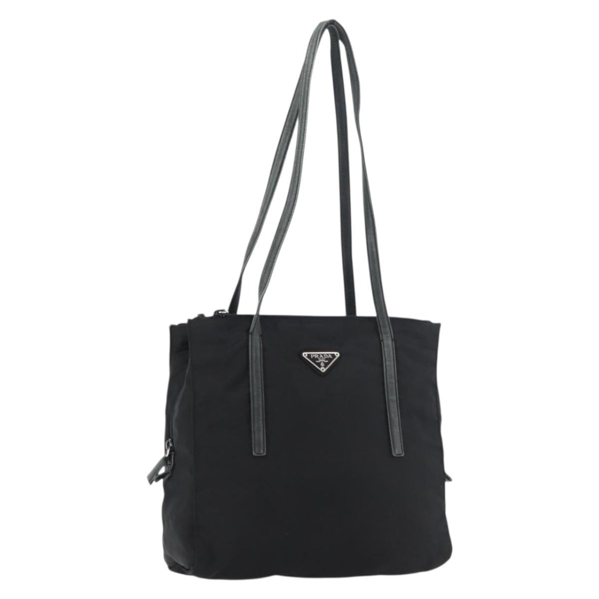 Prada PRADA Tote Bag Nylon Black Silver Authentic 175704