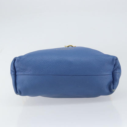 Burberry BURBERRY Shoulder Bag Leather Blue Gold Authentic 157793