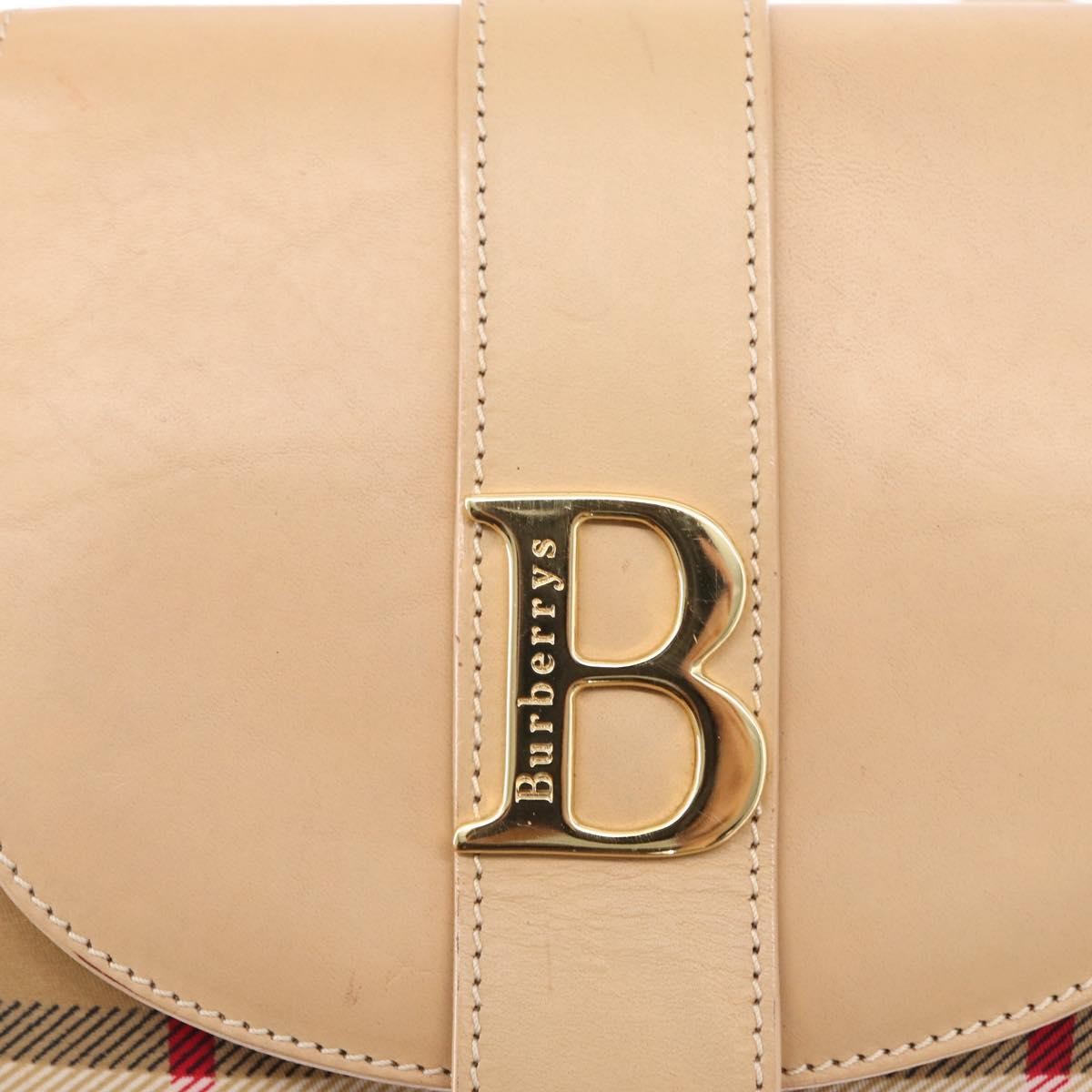 Burberrys Burberrys Nova Check Shoulder Bag Nylon Beige Gold Authentic 153830