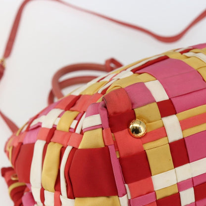 Prada PRADA Hand Bag Nylon 2way Red Gold Authentic 164691