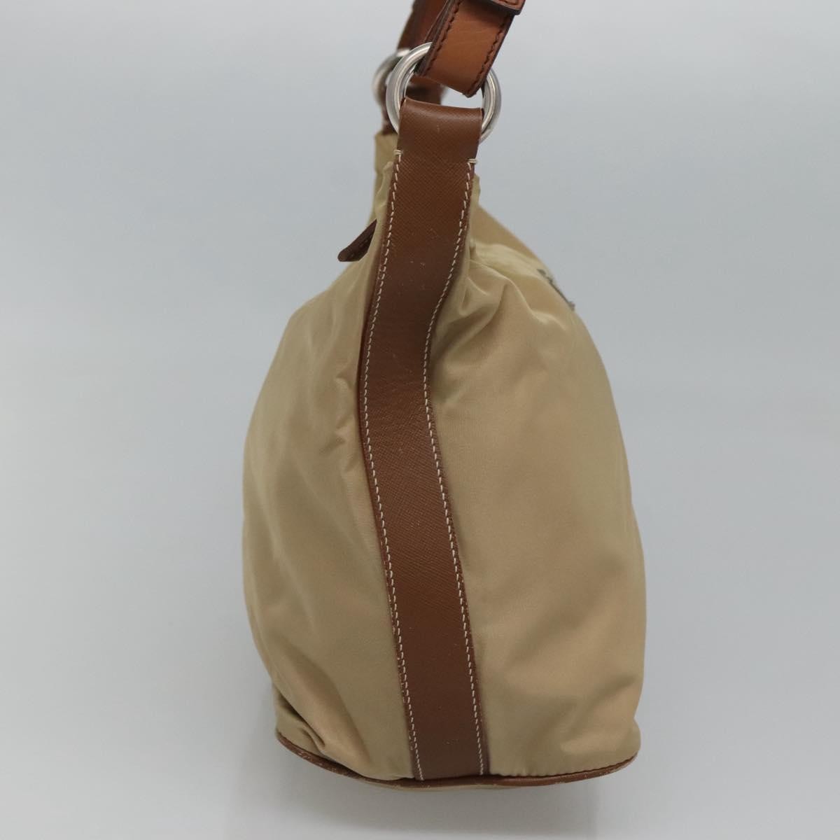 Prada PRADA Shoulder Bag Nylon Beige Silver Authentic 120393