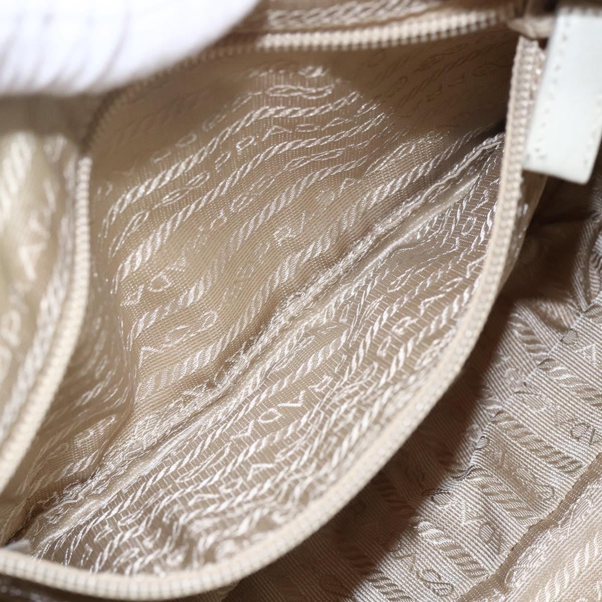 Prada PRADA Shoulder Bag Nylon Leather Ivory Silver Authentic 163087