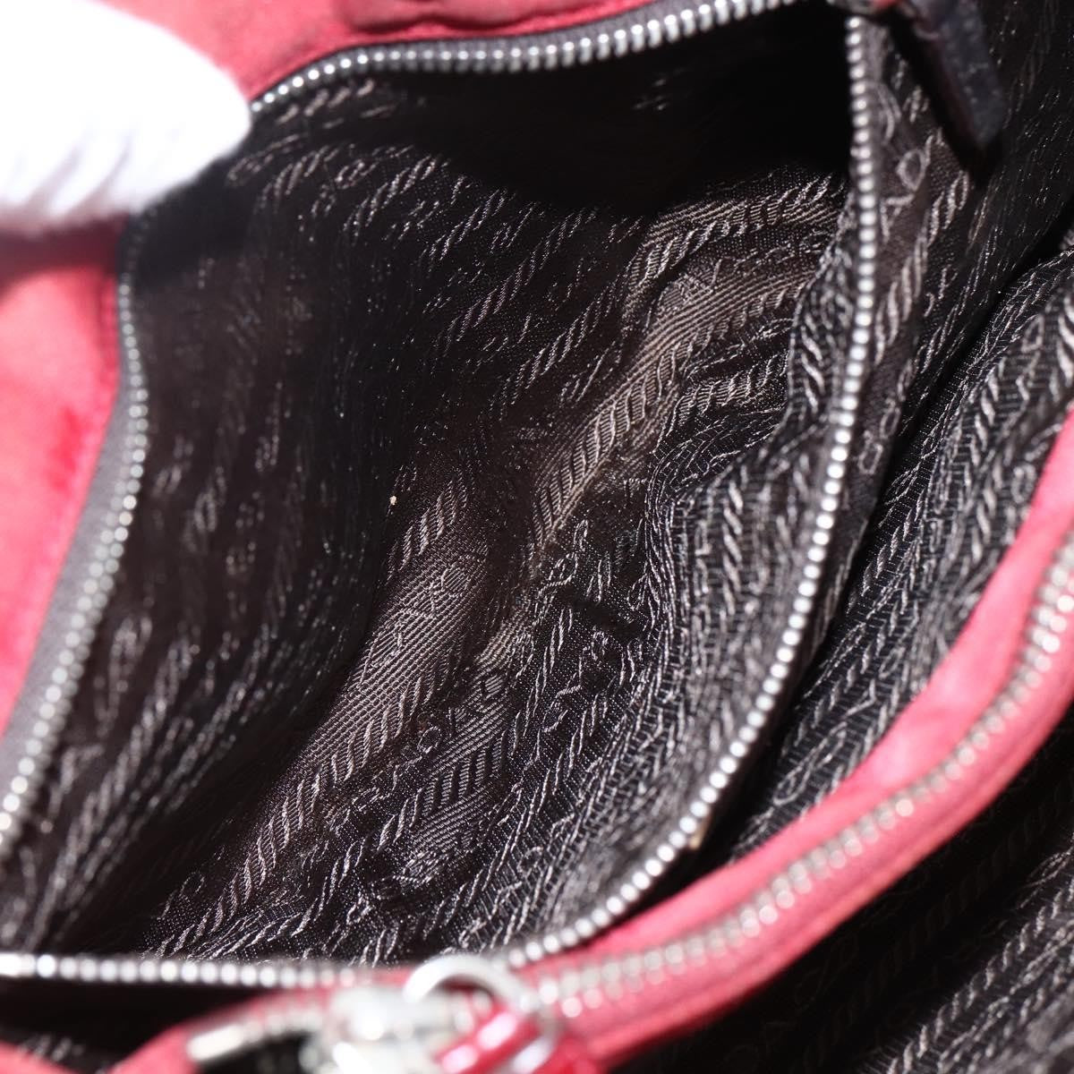 Prada PRADA Hand Bag Nylon Red Silver Authentic 170383