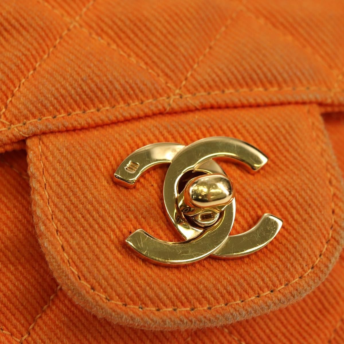Chanel CHANEL Matelasse 25 Chain Shoulder Bag Corduroy Orange Gold CC Authentic 179800V