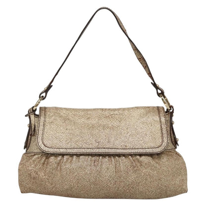 Fendi FENDI Shoulder Bag Leather Gold Authentic ep10421