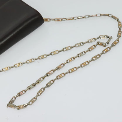Celine CELINE Chain Shoulder Bag Leather Brown Gold Authentic BA2445