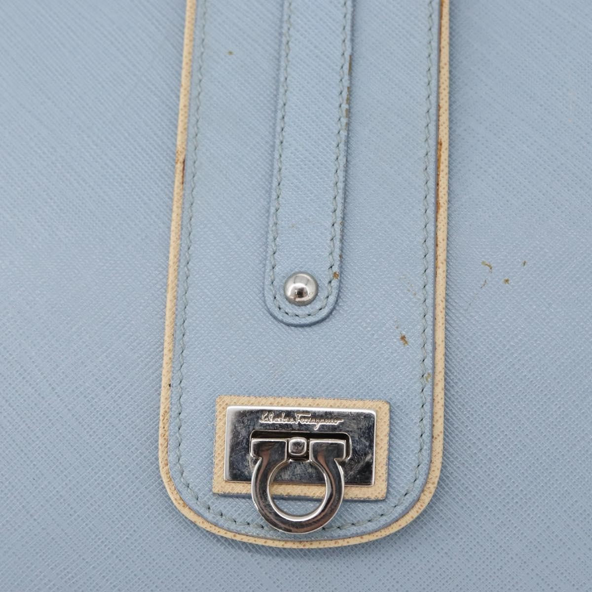 Salvatore Ferragamo Salvatore Ferragamo Gancini Shoulder Bag Leather Light Blue Silver Authentic fm5224