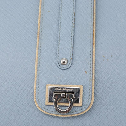 Salvatore Ferragamo Salvatore Ferragamo Gancini Shoulder Bag Leather Light Blue Silver Authentic fm5224