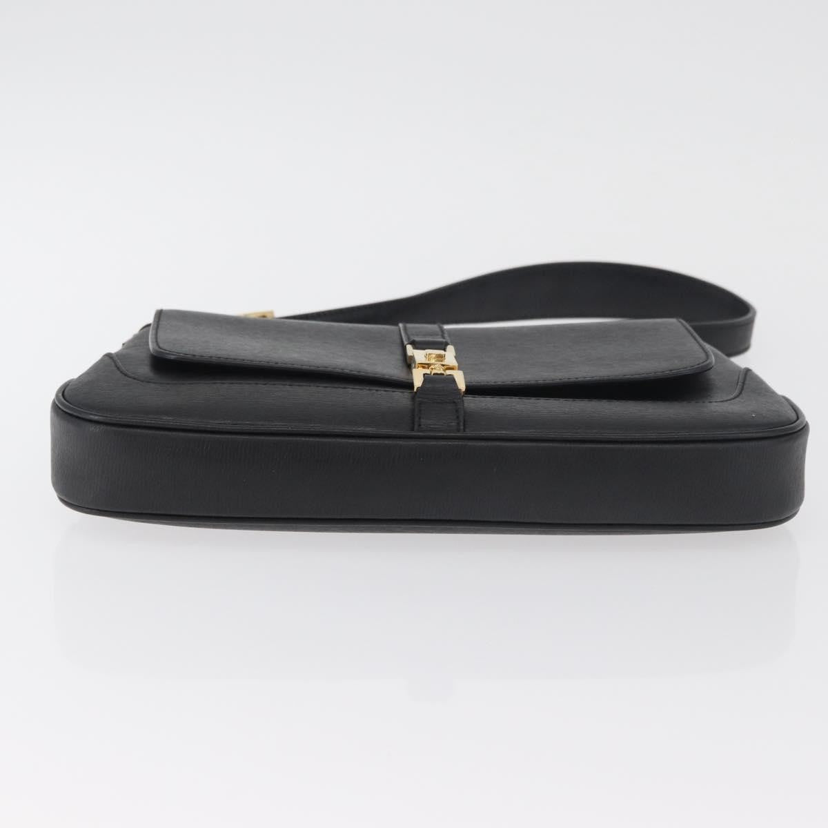Gucci GUCCI Jackie Shoulder Bag Leather Black Gold 001 3824 Authentic yk20433