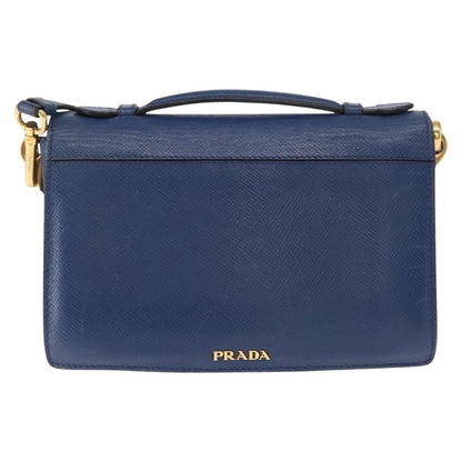 Prada PRADA Hand Bag Safiano leather 2way Blue Gold Authentic 163032