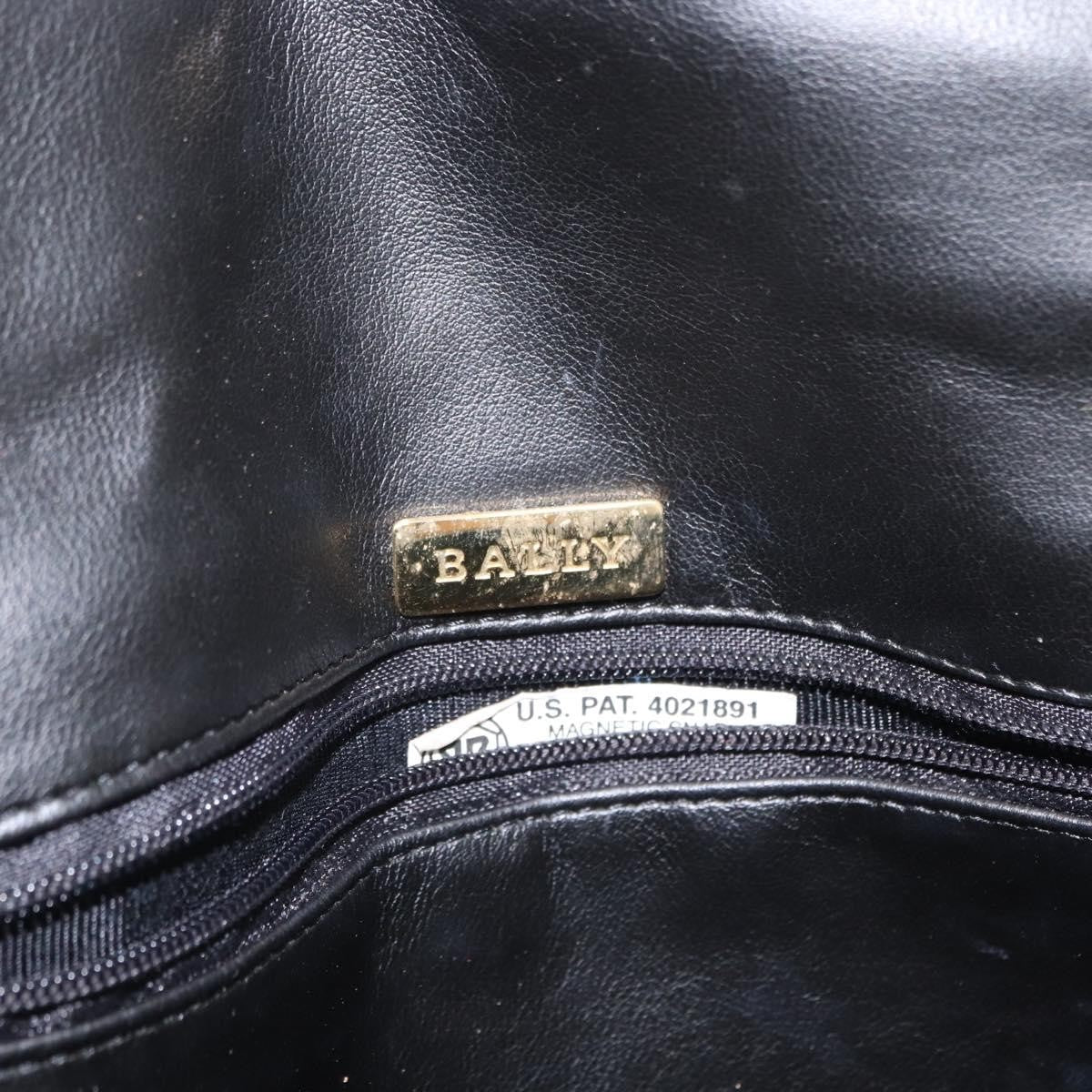 BALLY BALLY Chain Shoulder Bag Leather Black Gold Authentic 157788