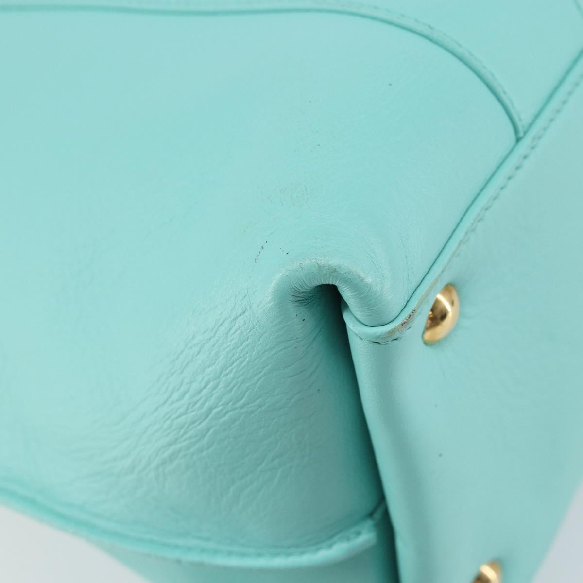 Salvatore Ferragamo Salvatore Ferragamo Gancini Hand Bag Leather Turquoise Blue Gold Authentic 150296