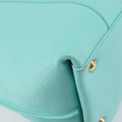 Salvatore Ferragamo Salvatore Ferragamo Gancini Hand Bag Leather Turquoise Blue Gold Authentic 150296