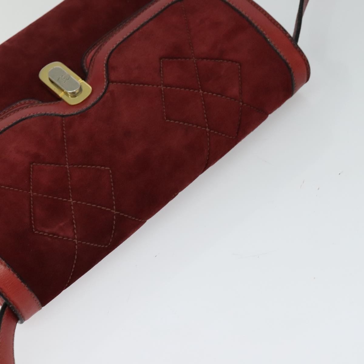 Gucci GUCCI Shoulder Bag Suede Vintage Red Gold Authentic ep7843