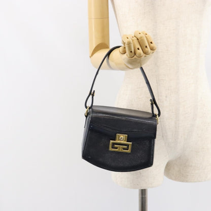 Givenchy GIVENCHY Hand Bag Leather Navy Gold Authentic SW1855