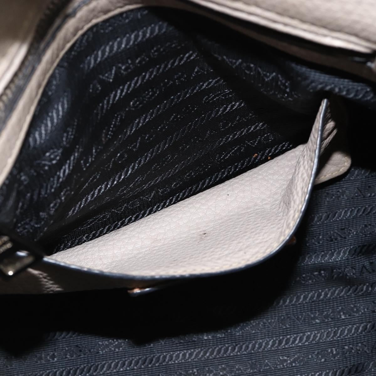 Prada PRADA Tote Bag Leather Gray Silver Authentic ka3597