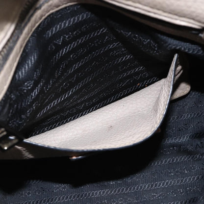 Prada PRADA Tote Bag Leather Gray Silver Authentic ka3597