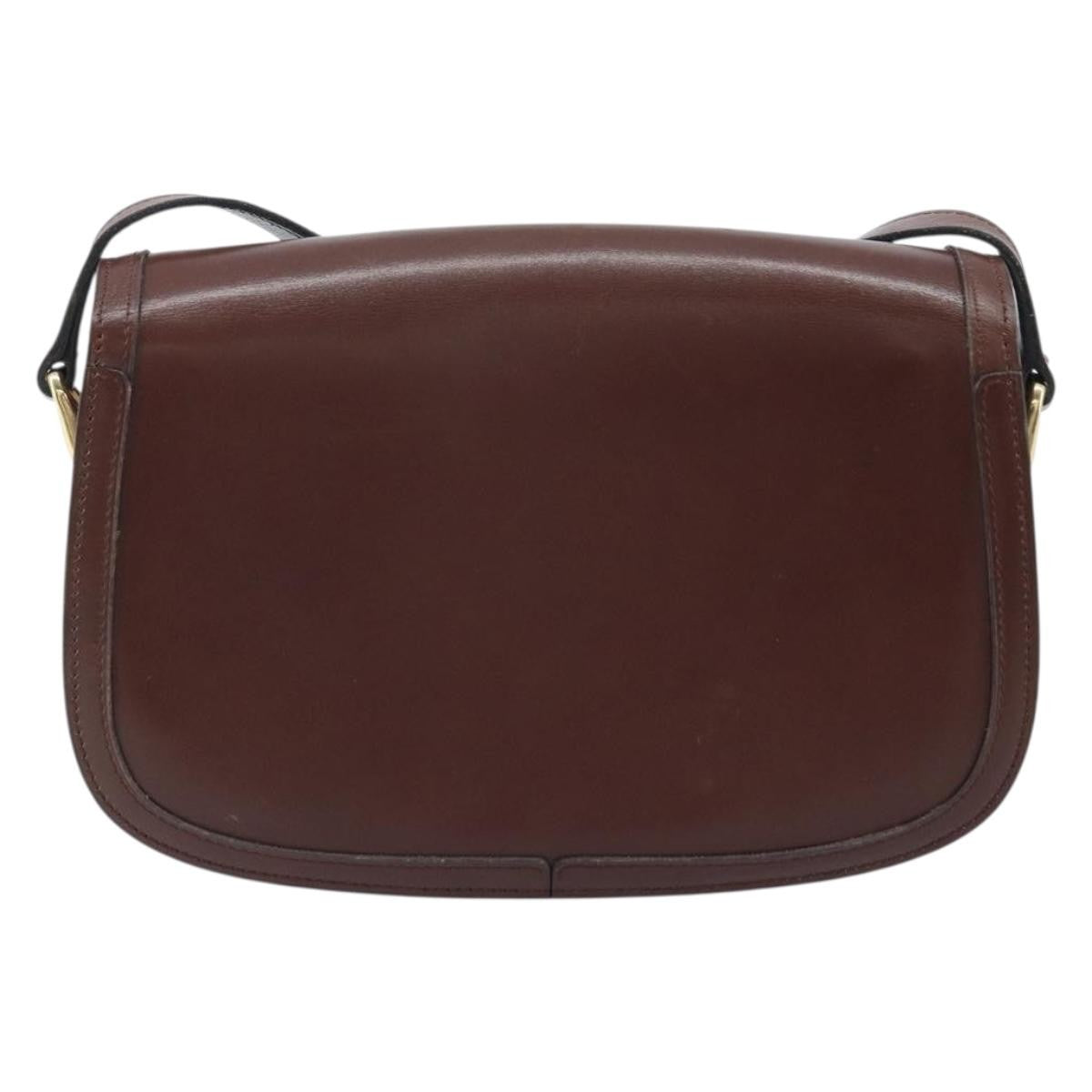 Celine CELINE Shoulder Bag Leather Brown Gold Authentic YKZ128