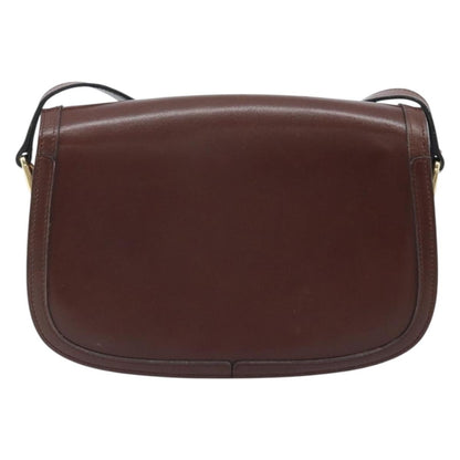 Celine CELINE Shoulder Bag Leather Brown Gold Authentic YKZ128