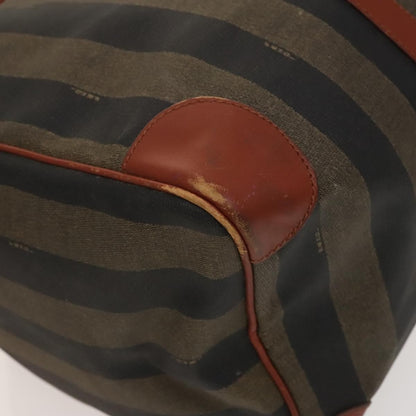Fendi FENDI Pecan Canvas Boston Bag Black Brown gold Authentic ep10025