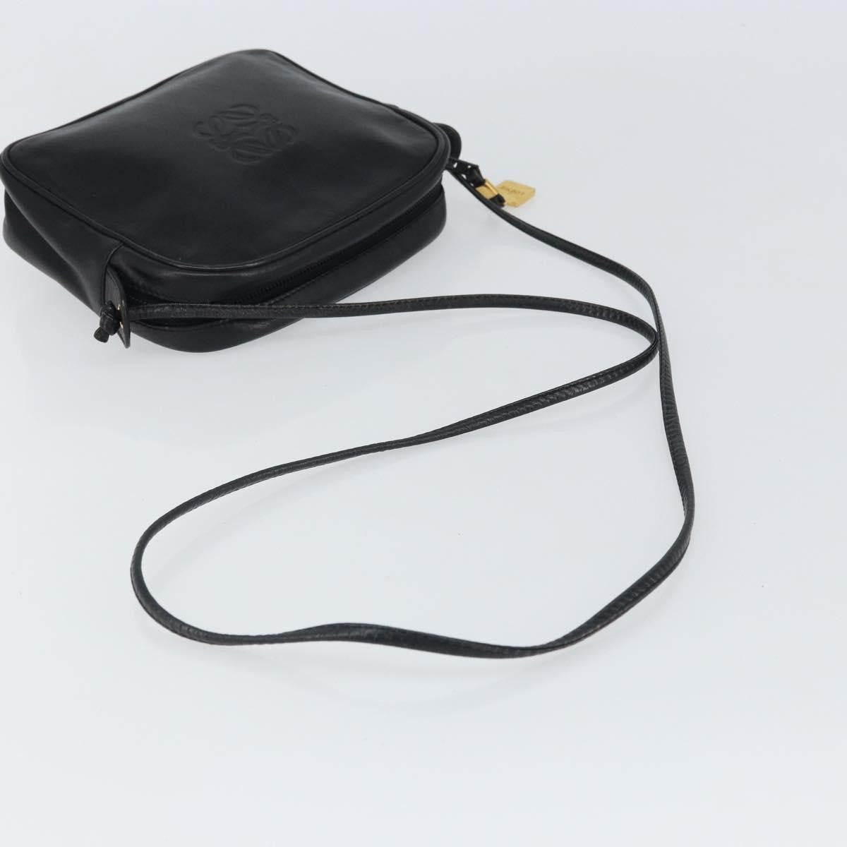 Loewe LOEWE Anagram Shoulder Bag Leather Black Gold Authentic 162165