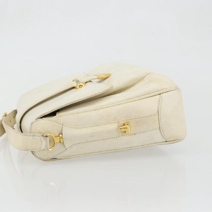 Gucci GUCCI Shoulder Bag Leather White Gold Authentic BAZ692