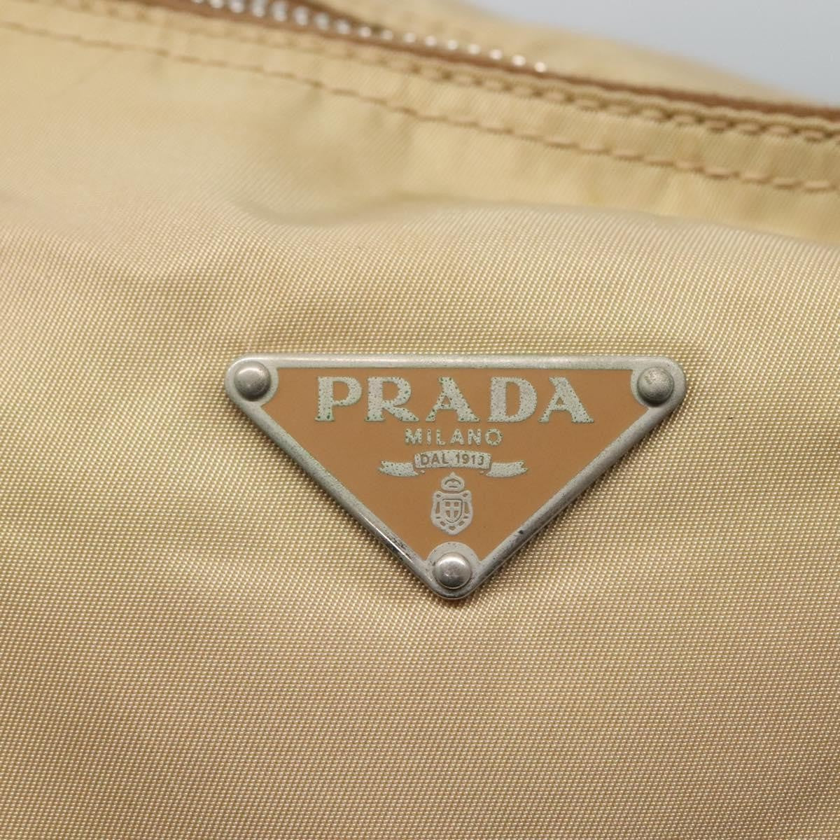 Prada PRADA Shoulder Bag Nylon Beige Silver Authentic 120393