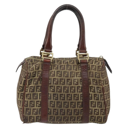 Fendi FENDI Zucchino Canvas Hand Bag Beige Gold Authentic ka2154