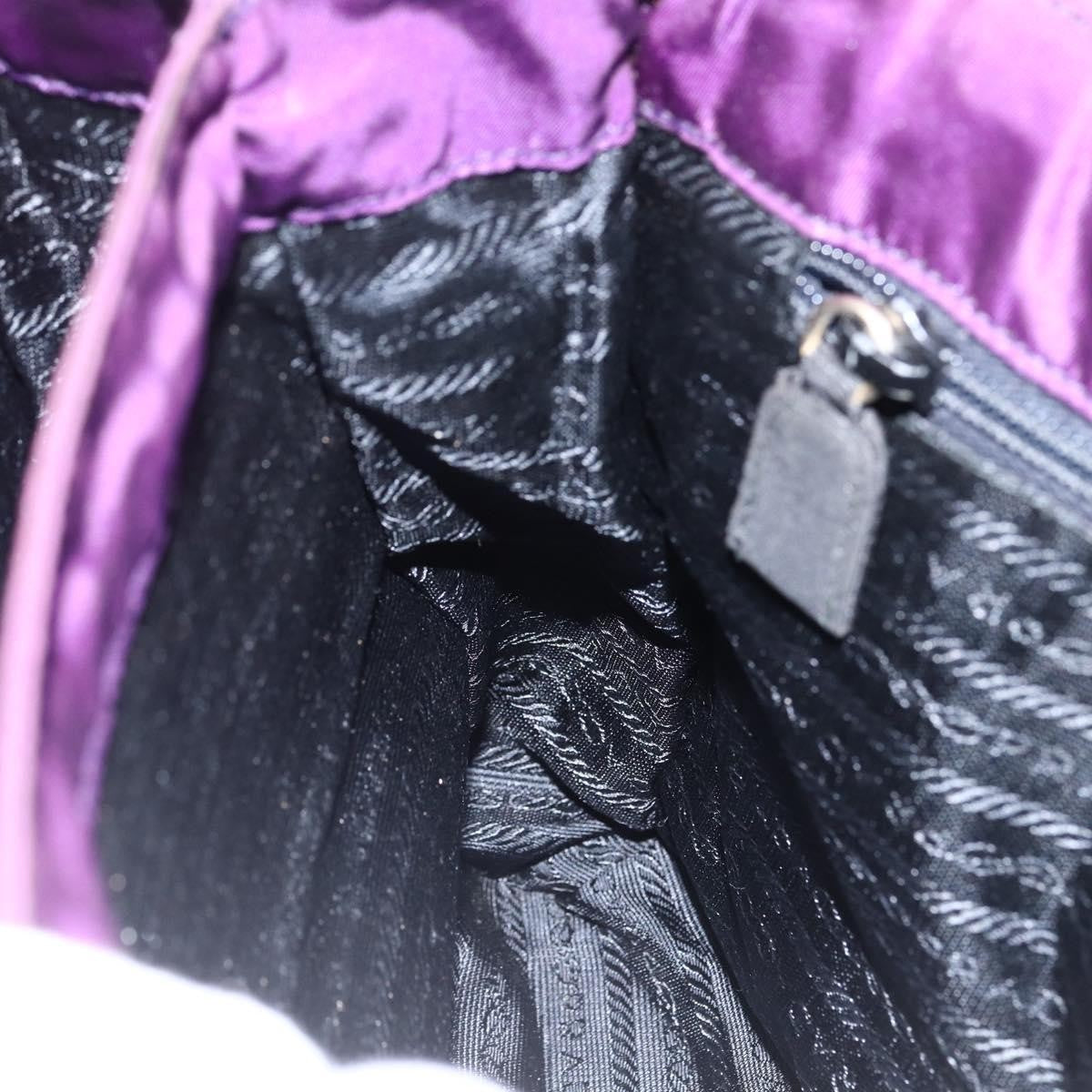 Prada PRADA Hand Bag Nylon Purple Gold Authentic ti3637