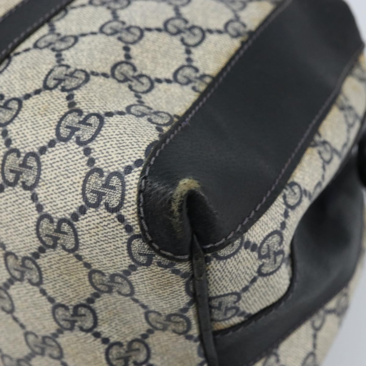 Gucci GUCCI GG Supreme Hand Bag PVC Navy Gold Authentic YKZ165