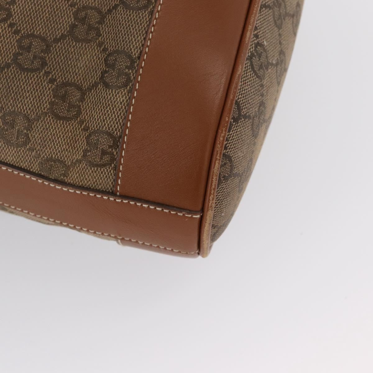 Gucci GUCCI GG Canvas Shoulder Bag Beige Gold Authentic BA10397