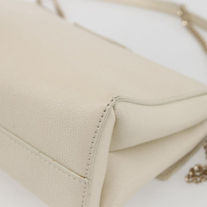 Jimmy Choo Jimmy Choo Chain Shoulder Bag Leather White Gold Authentic bs31956