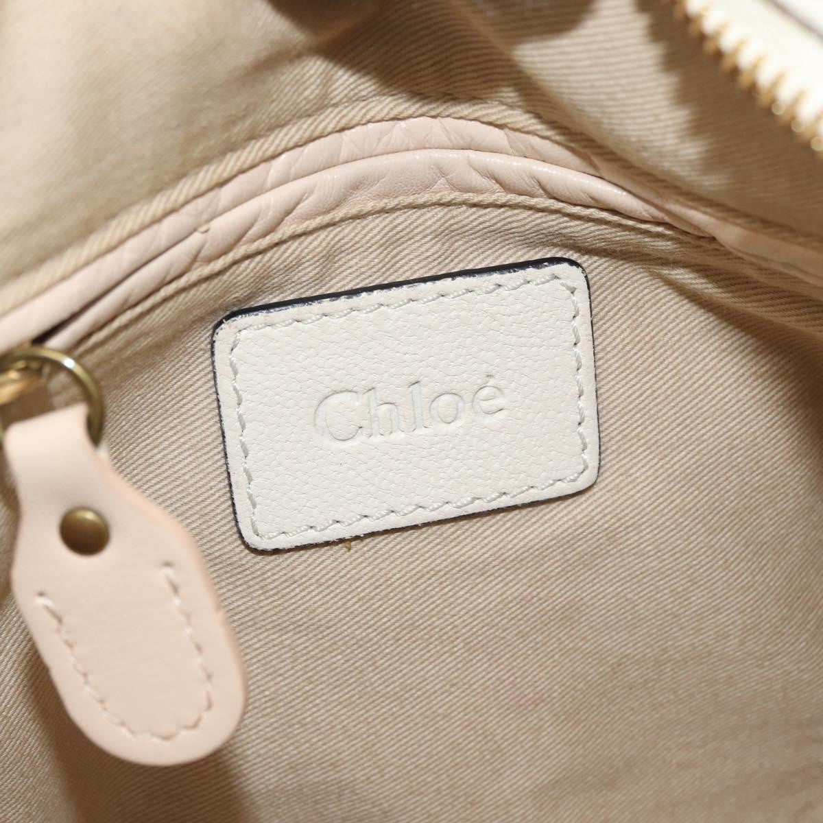 Chloé Chloé Chloe Paraty Hand Bag Leather 2way White Gold Authentic 177045