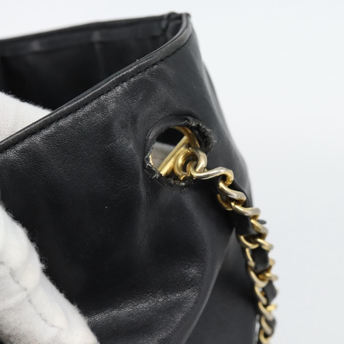 Chanel CHANEL Matelasse Chain Tote Bag Leather Black Gold CC Authentic BA13071