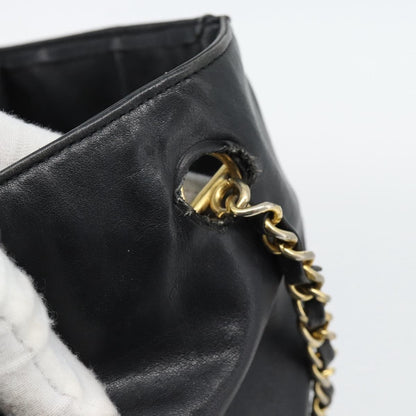 Chanel CHANEL Matelasse Chain Tote Bag Leather Black Gold CC Authentic BA13071