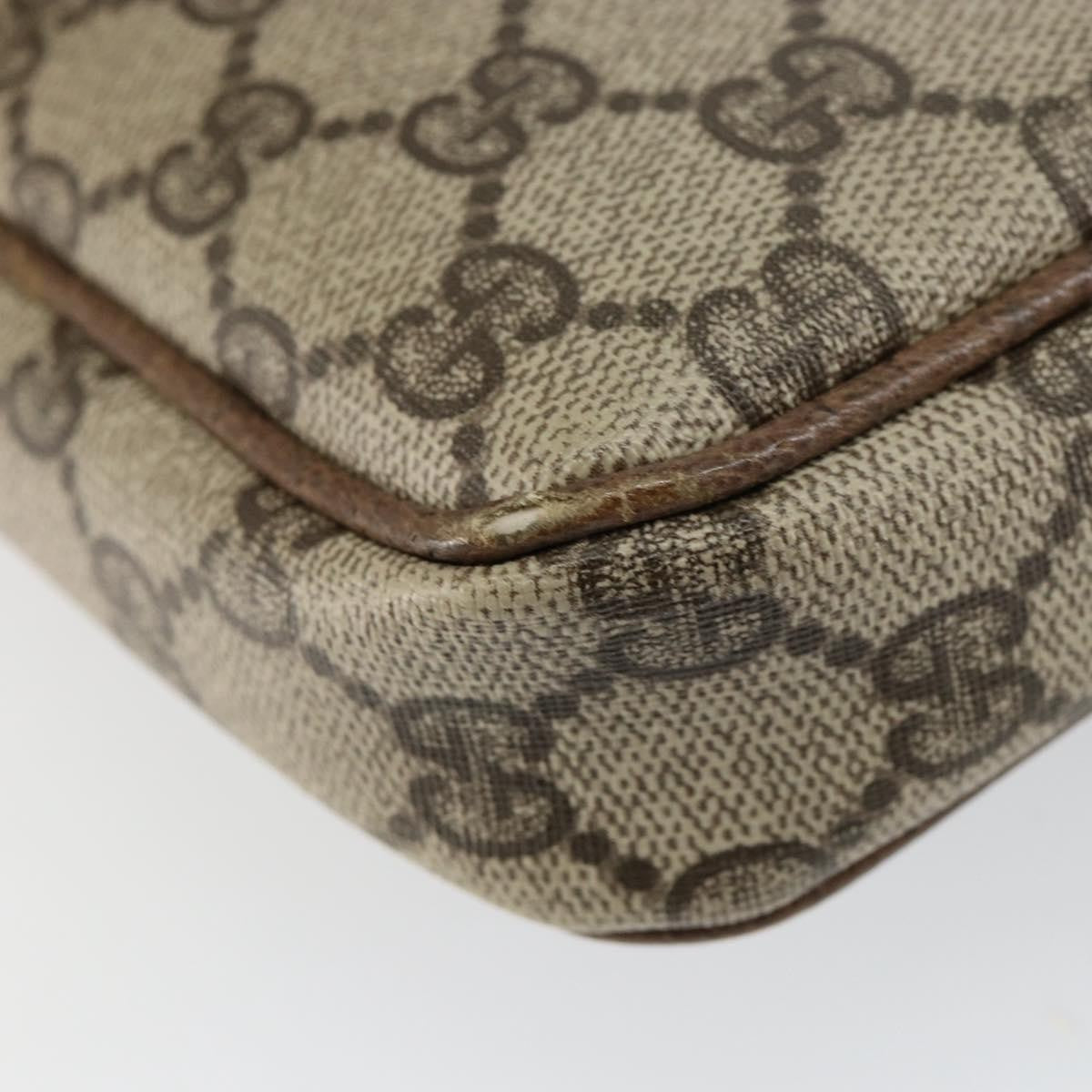 Gucci GUCCI GG Supreme Shoulder Bag PVC Beige Gold Authentic BA6562