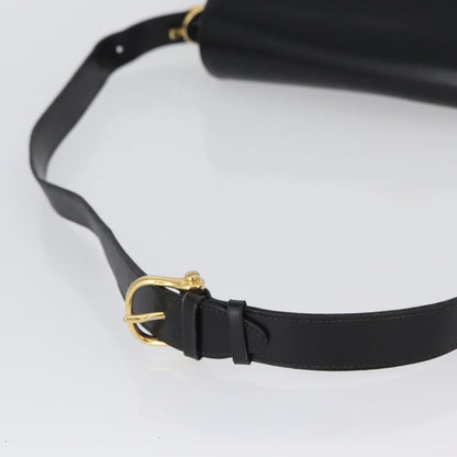 Celine CELINE Horse Carriage Shoulder Bag Leather Black Gold Authentic bs33584