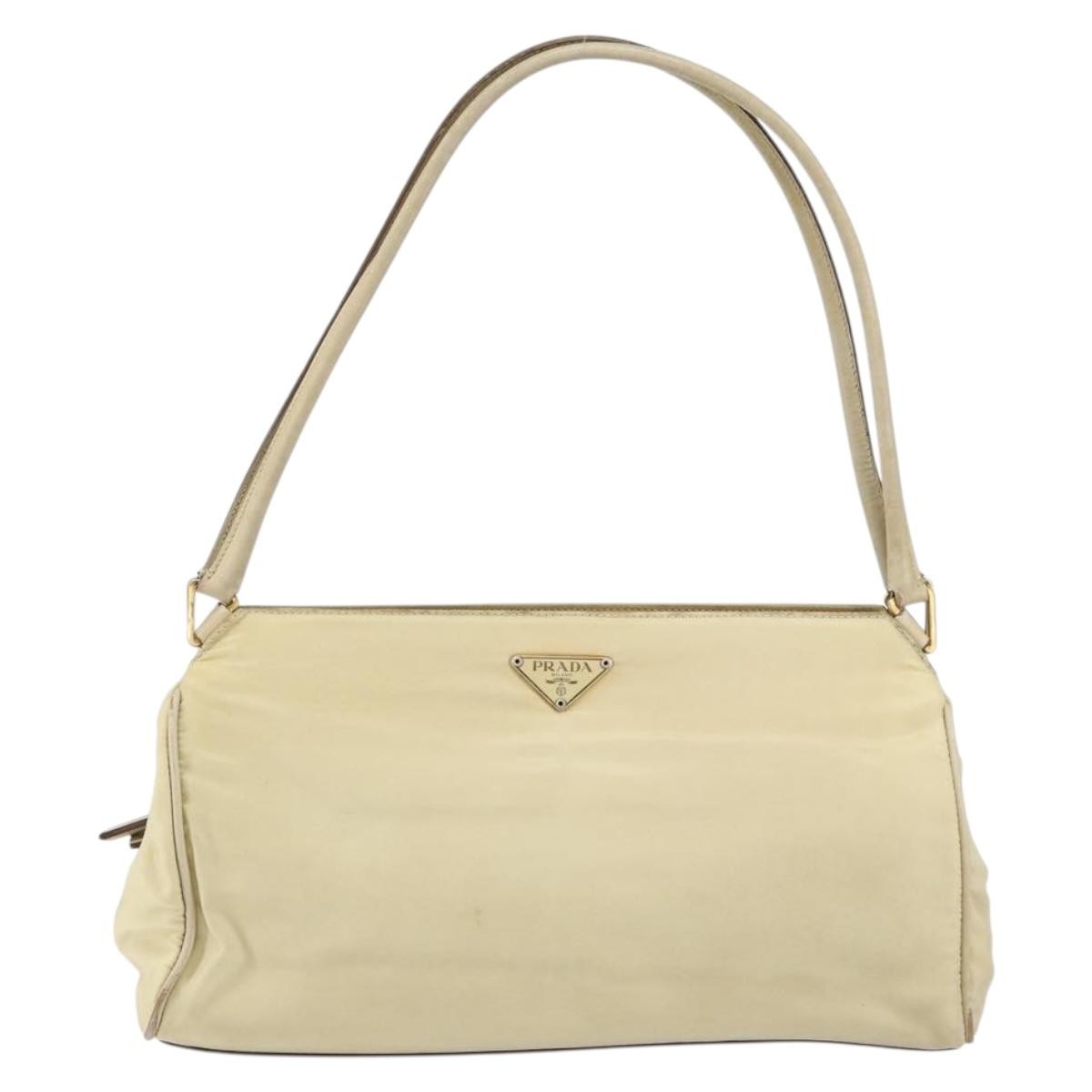 Prada PRADA Shoulder Bag Nylon Beige Gold Authentic ep12445