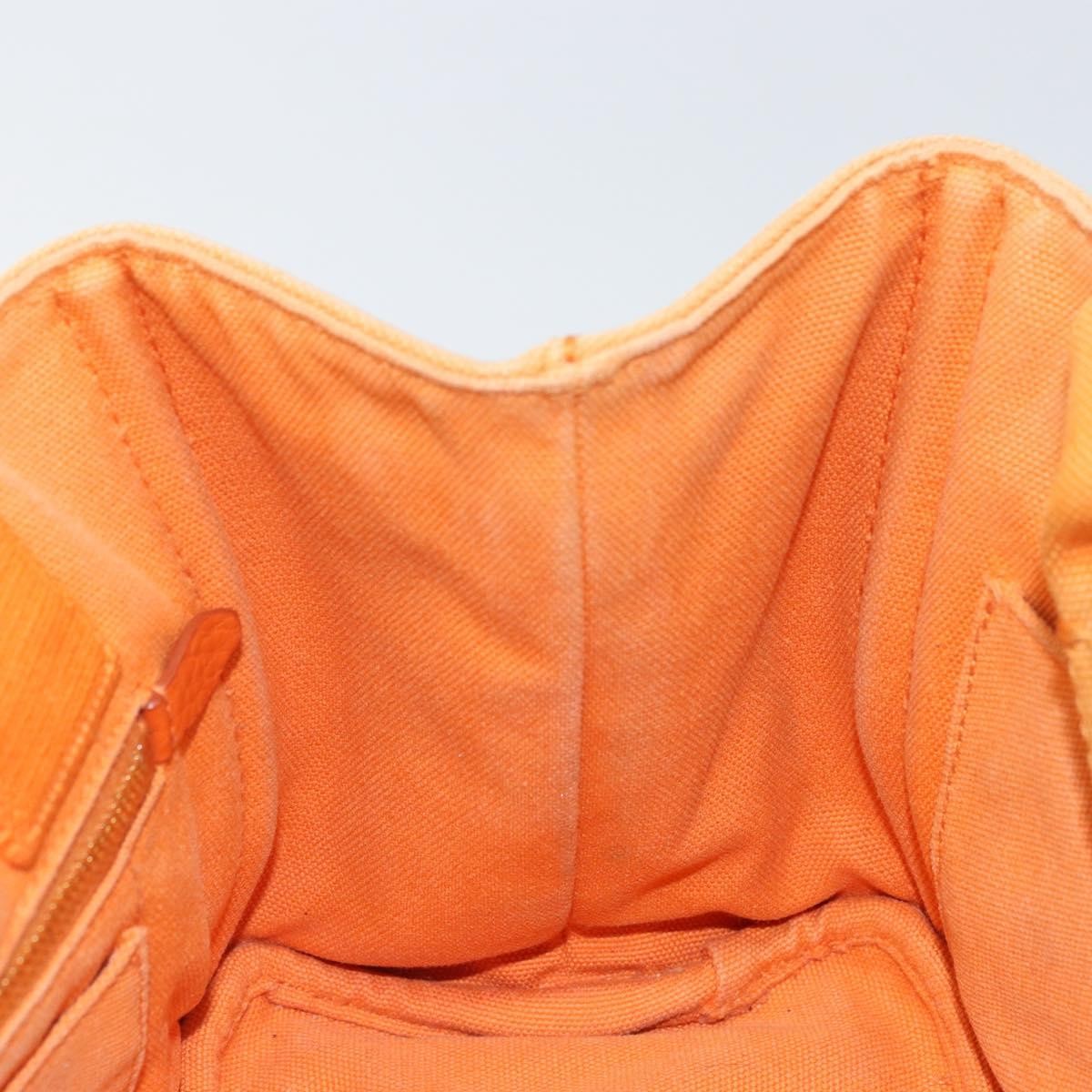 Prada PRADA Canapa PM Hand Bag Canvas Orange Gold Authentic 164219