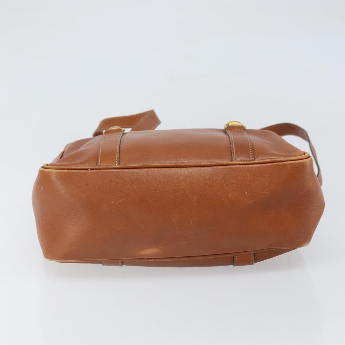 Gucci GUCCI Hand Bag Leather Brown Gold Authentic ep13246