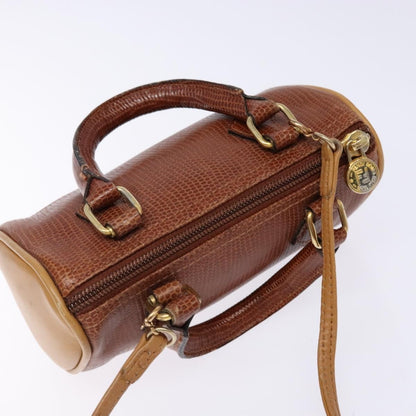 Fendi FENDI Hand Bag Leather 2way Brown Gold Authentic sw1085