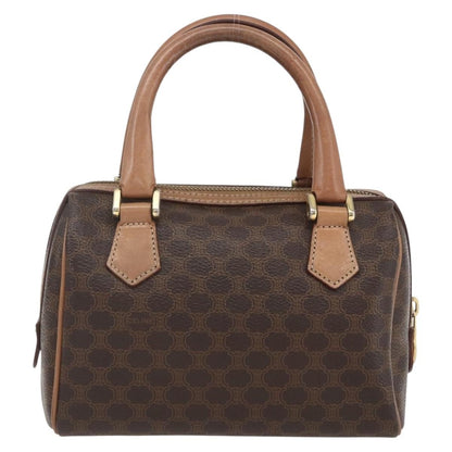 Celine CELINE Macadam Canvas Mini Hand Bag PVC Leather Brown Gold Authentic mr1952