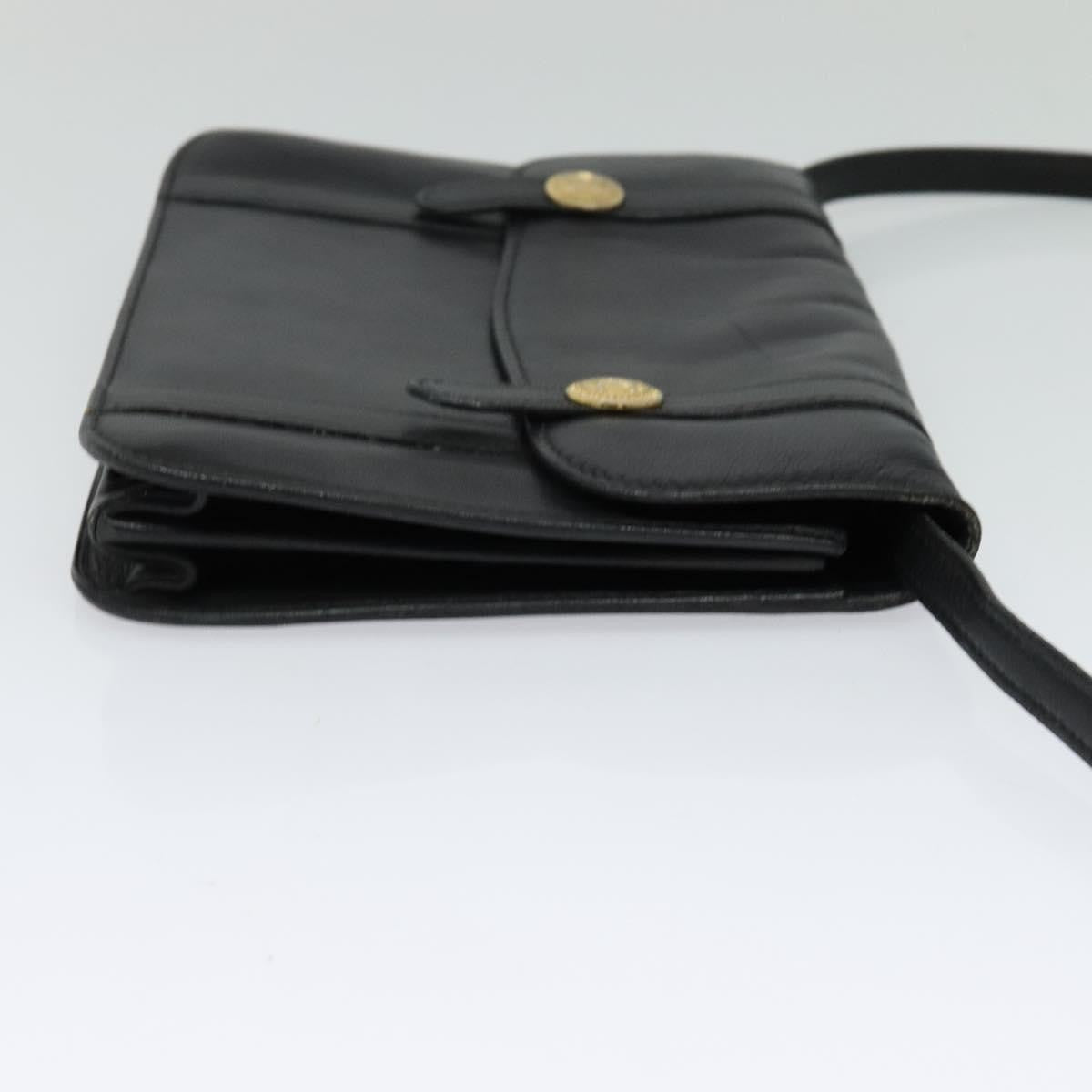 Celine CELINE Shoulder Bag Leather Black Gold Authentic 126895