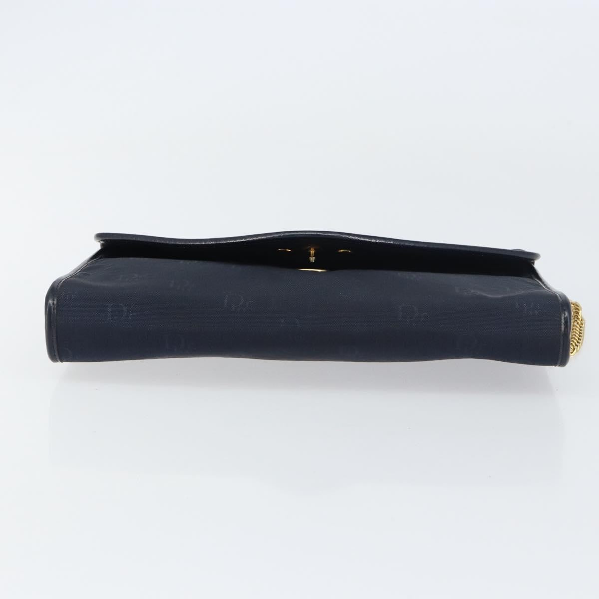 Dior Christian Dior Chain Shoulder Bag Canvas Navy Gold Authentic ti3507