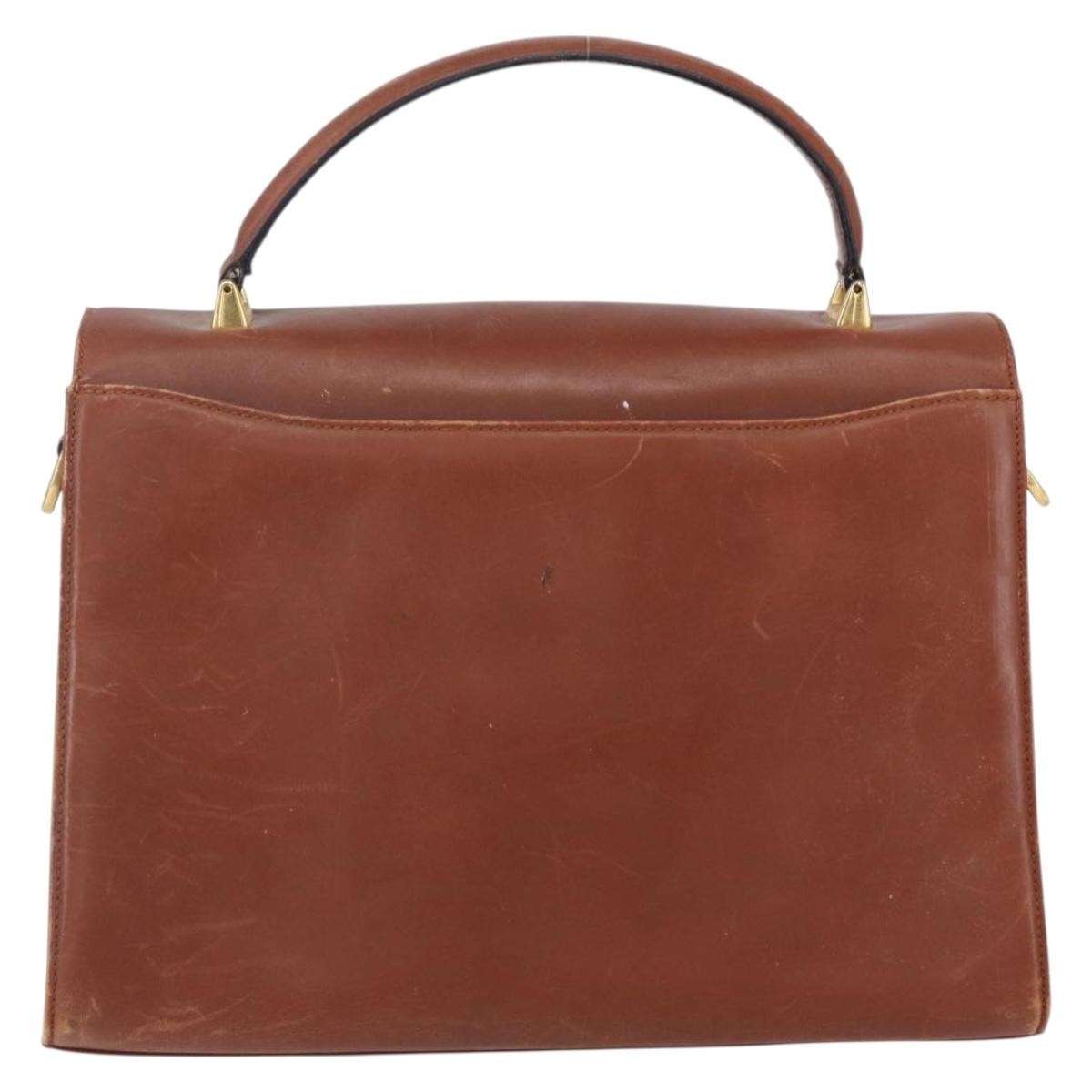 Salvatore Ferragamo Salvatore Ferragamo Gancini Hand Bag Leather Brown Gold Authentic 150384