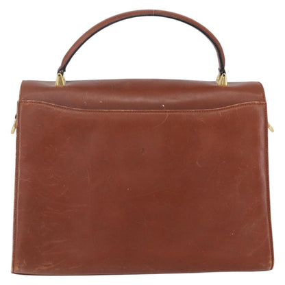Salvatore Ferragamo Salvatore Ferragamo Gancini Hand Bag Leather Brown Gold Authentic 150384