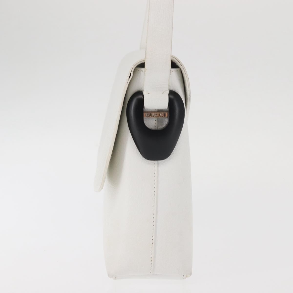 Gucci GUCCI Shoulder Bag Leather White Silver 001 1998 1767 Authentic BA5637