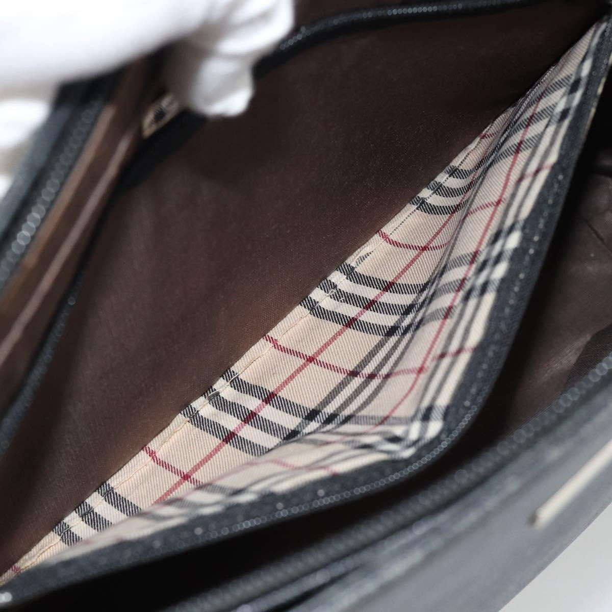 Burberry BURBERRY Tote Bag Leather Black Silver Authentic 182424